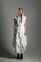 Tamoe Silk Top Stitched Hooded Robe - 2 Color Variants