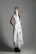 Tamoe Silk Top Stitched Hooded Robe - 2 Color Variants
