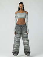 Womens Pants with Patchwork Detail