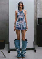 RAW Printed Tank Pleated Mini Dress