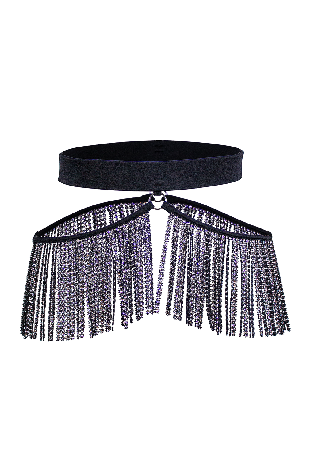 Exes Lingerie - Rhinestone fringe belt - Black
