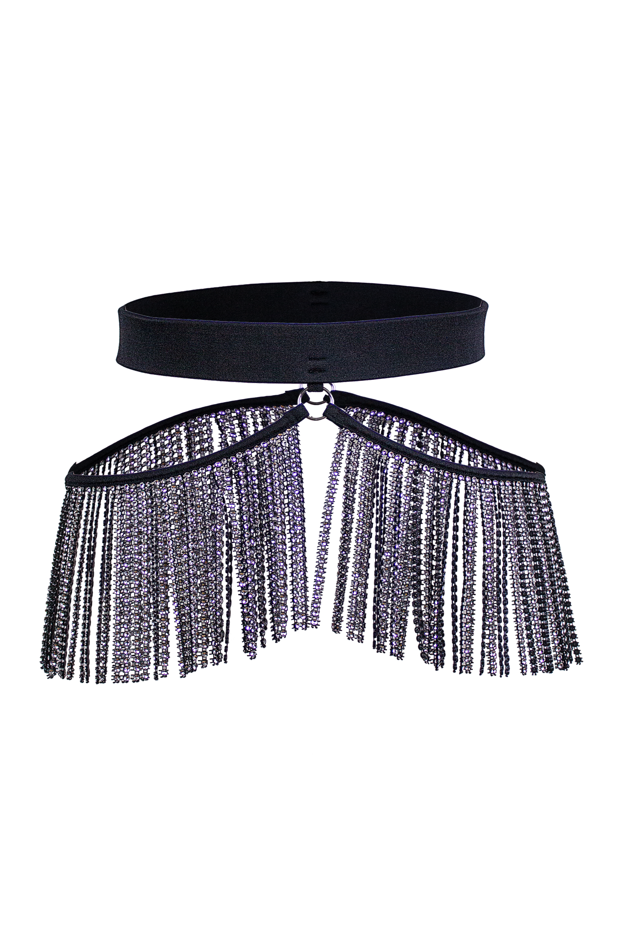 Exes Lingerie - Rhinestone fringe belt - Black