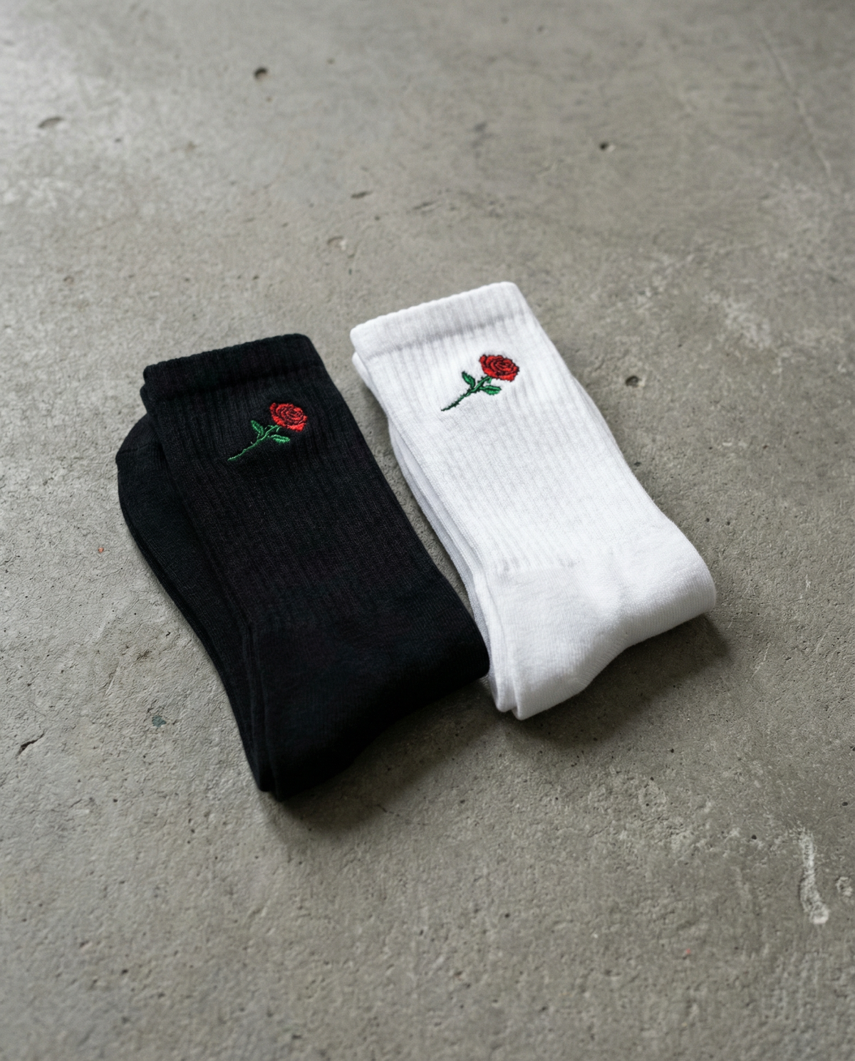 2-PACK TENNIS SOCKS SET - ROSE EMBROIDERY