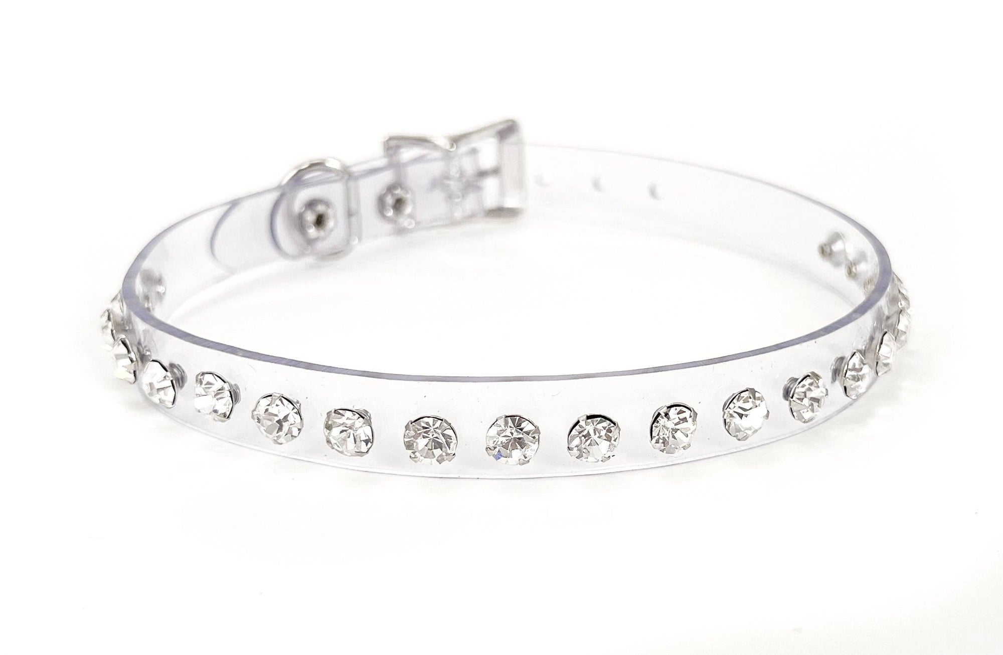 Funk Plus - Transparent Vinyl Choker with Rhinestones – Available in Light Pink and Aurora
