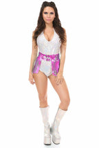 Daisy Corsets - Fringe mini skirt - Holographic fuchsia