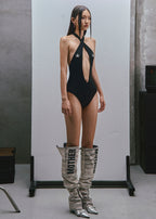 RAW Stars Printed Deep V Neck Bodysuit