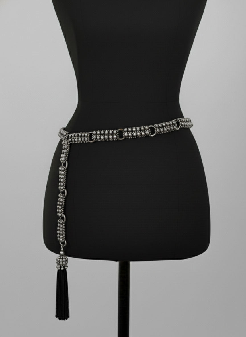 Beaded Adjustable Chain Belt with Removable Tassel - 7 Looks in 1