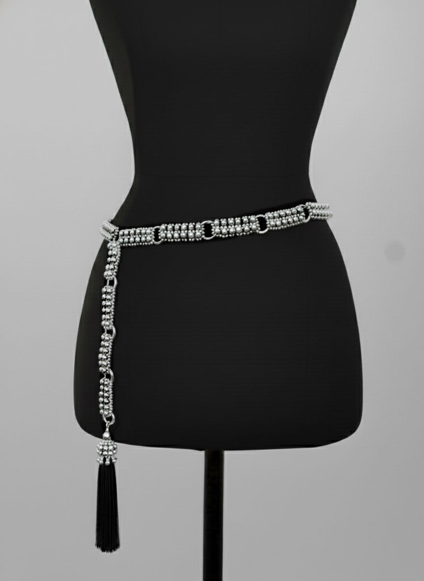 Beaded Adjustable Chain Belt with Removable Tassel - 7 Looks in 1