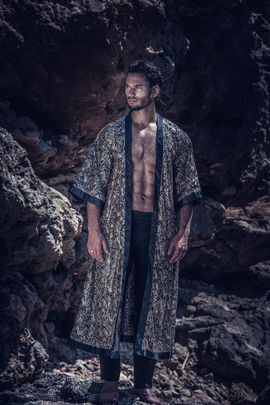 Radiance Sequin Kimono (Black/Gold)