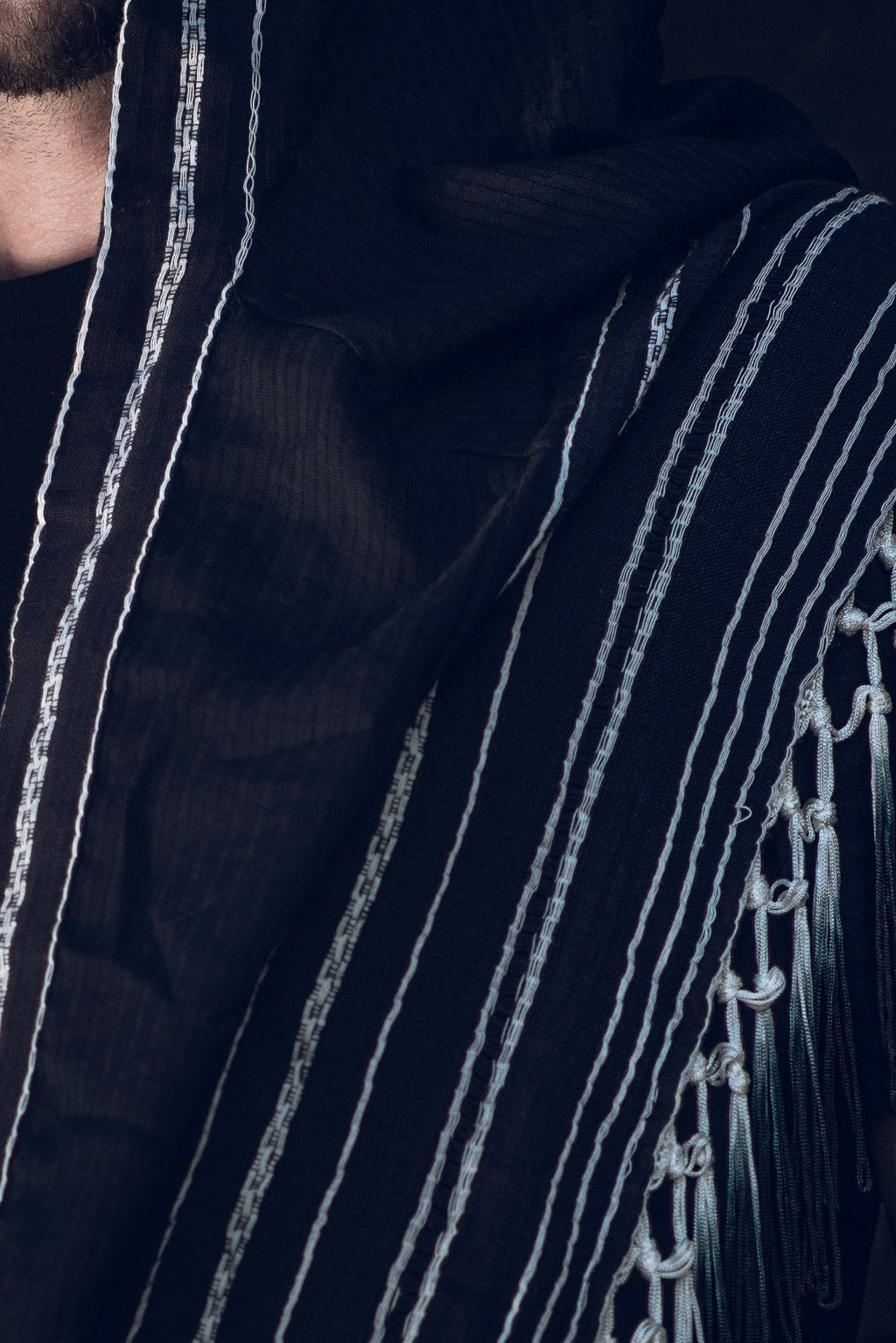 Black Ombre Fringe Hood