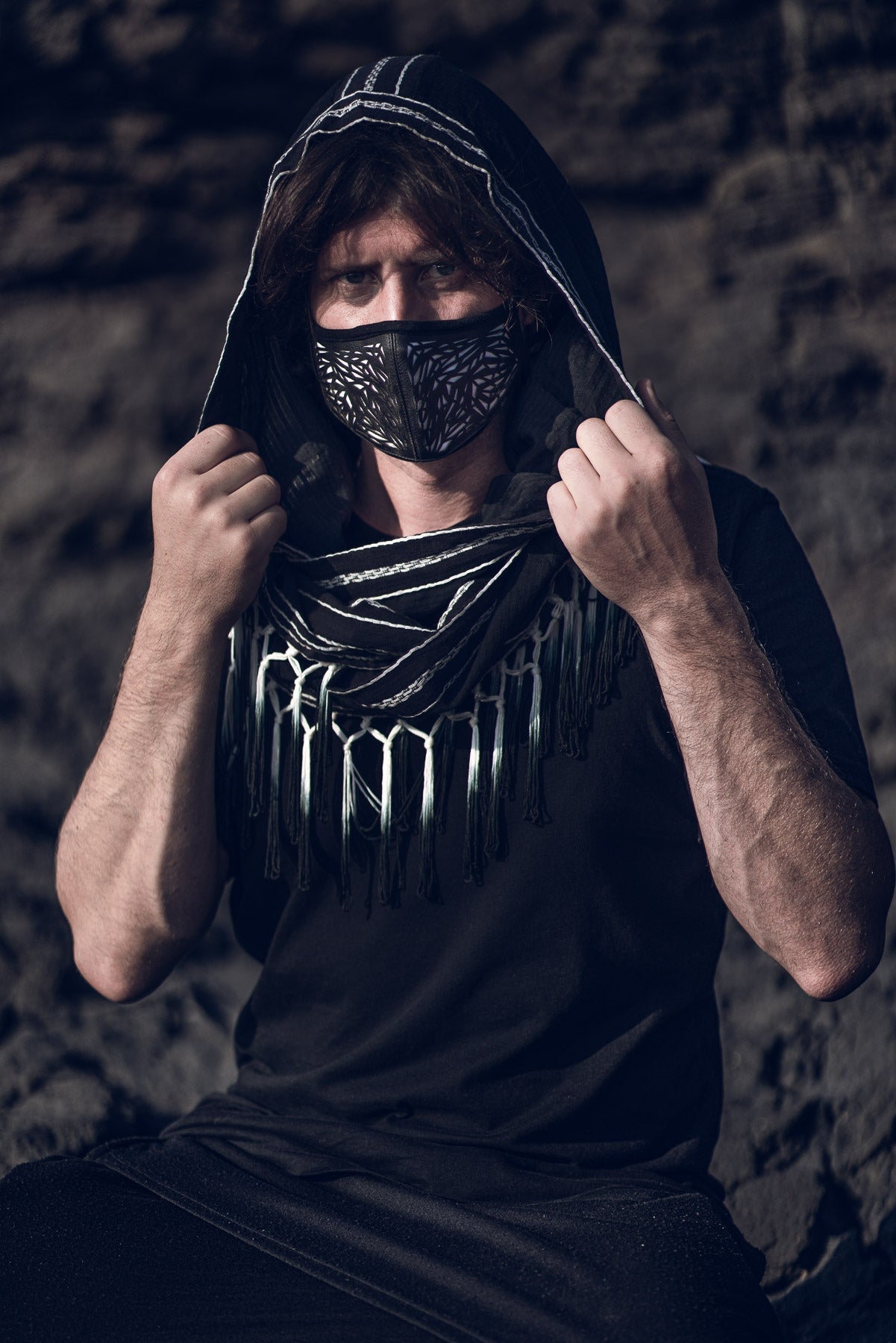 Black Ombre Fringe Hood