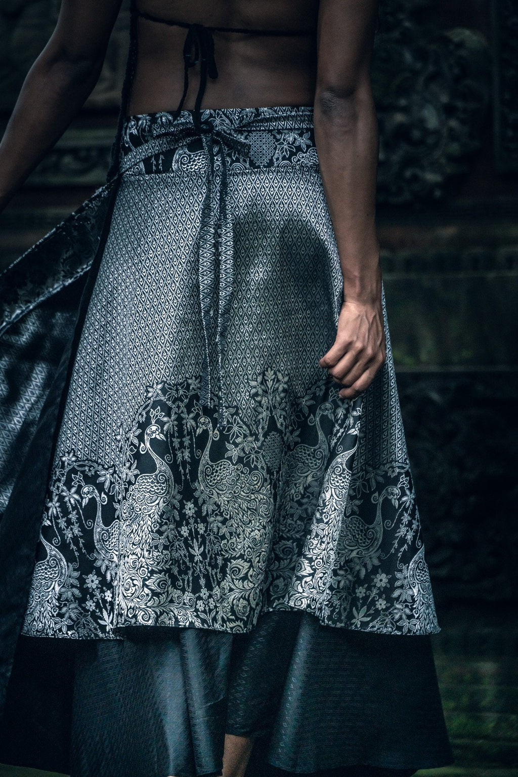 Samurai Wrap Skirt (Black/Silver)