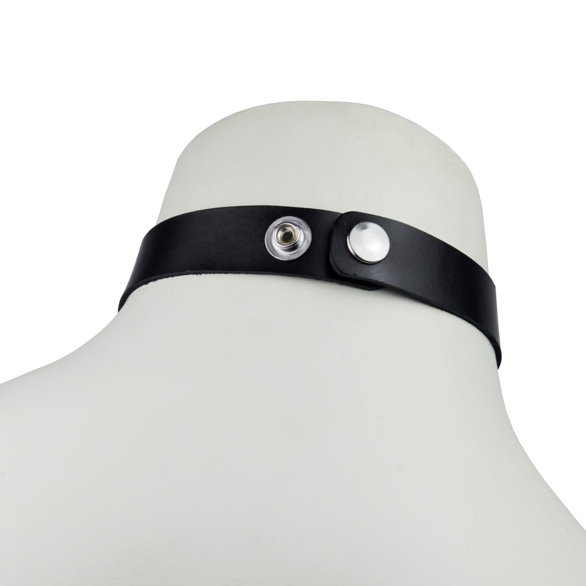Studio Moonbow - Leather Choker with Silver Ring – Black