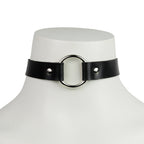 Studio Moonbow - Leather Choker with Silver Ring – Black