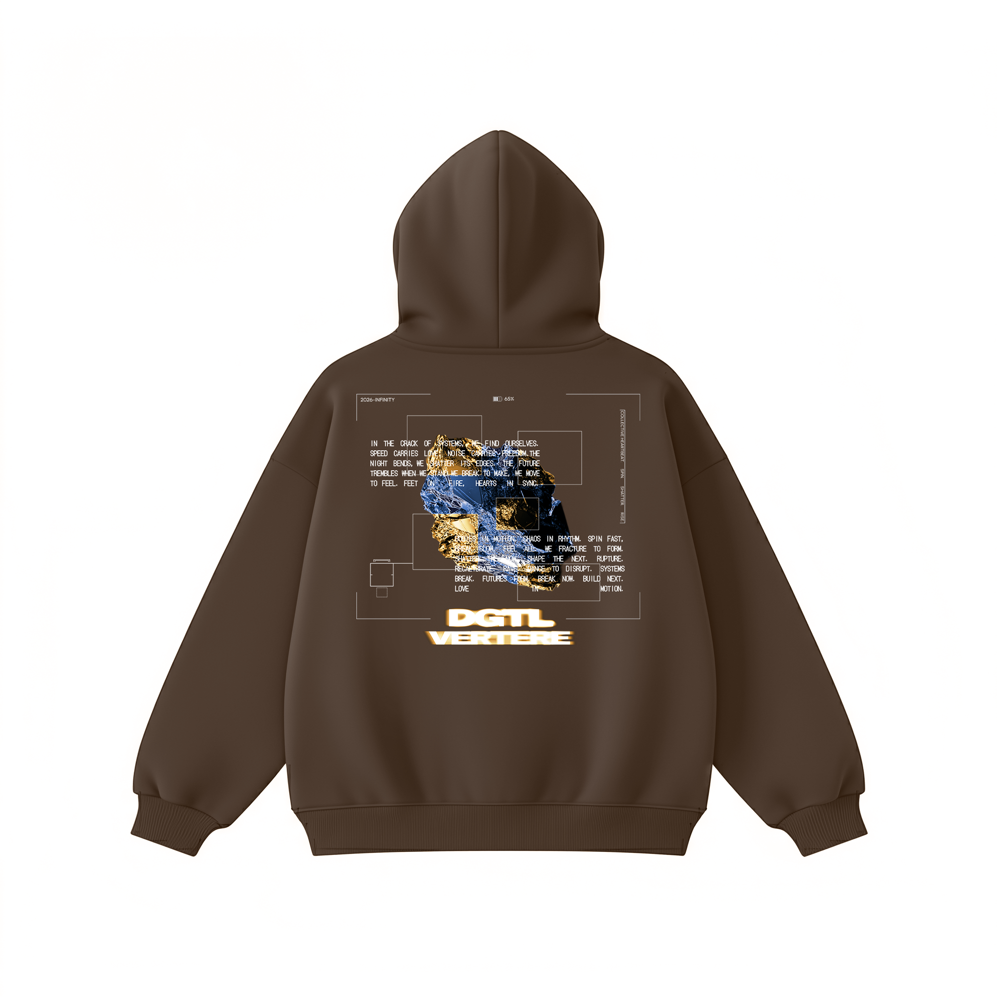 DGTL X VERTERE SYSTEM SHOCK HOODIE - COFFEE