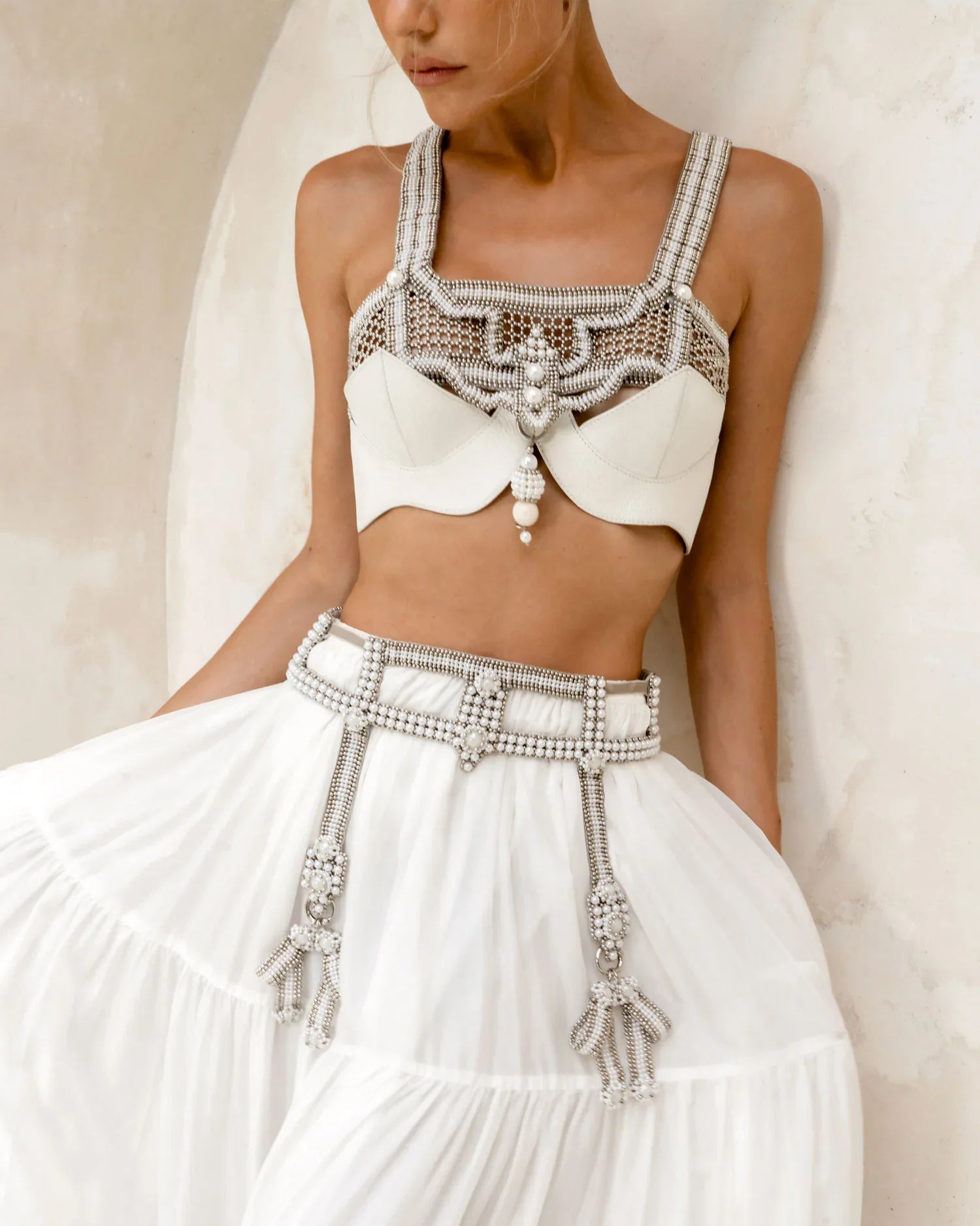 Khutulun Modular Top with Leather Balconette – Pearl |  Best Seller