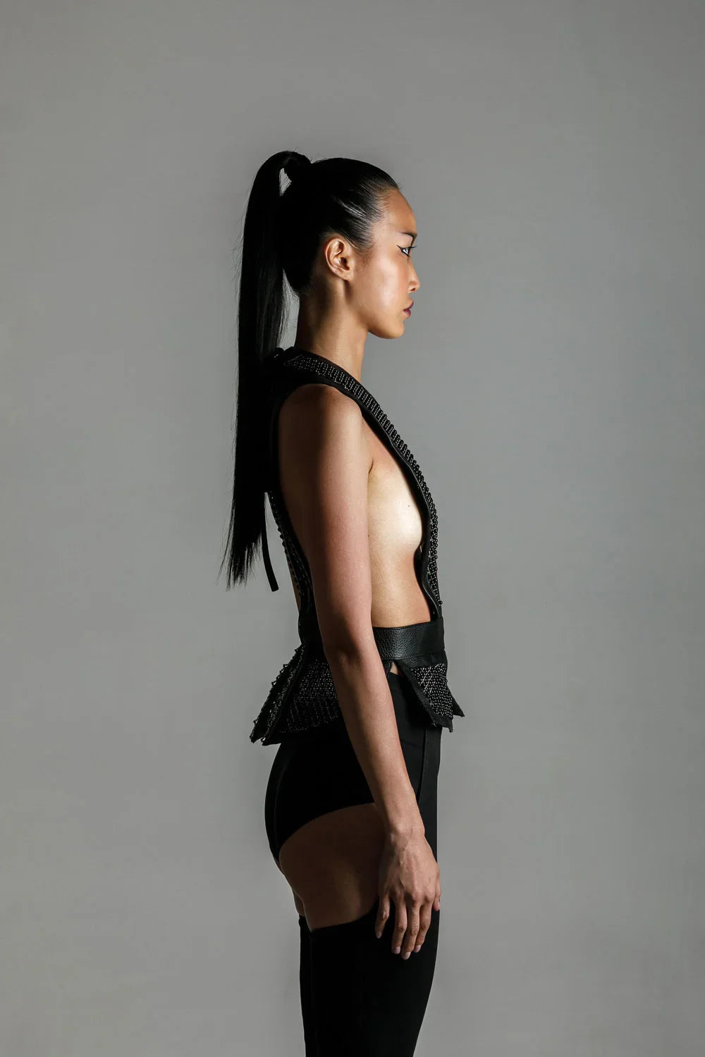 Dietrich Beaded Leather Tuxedo