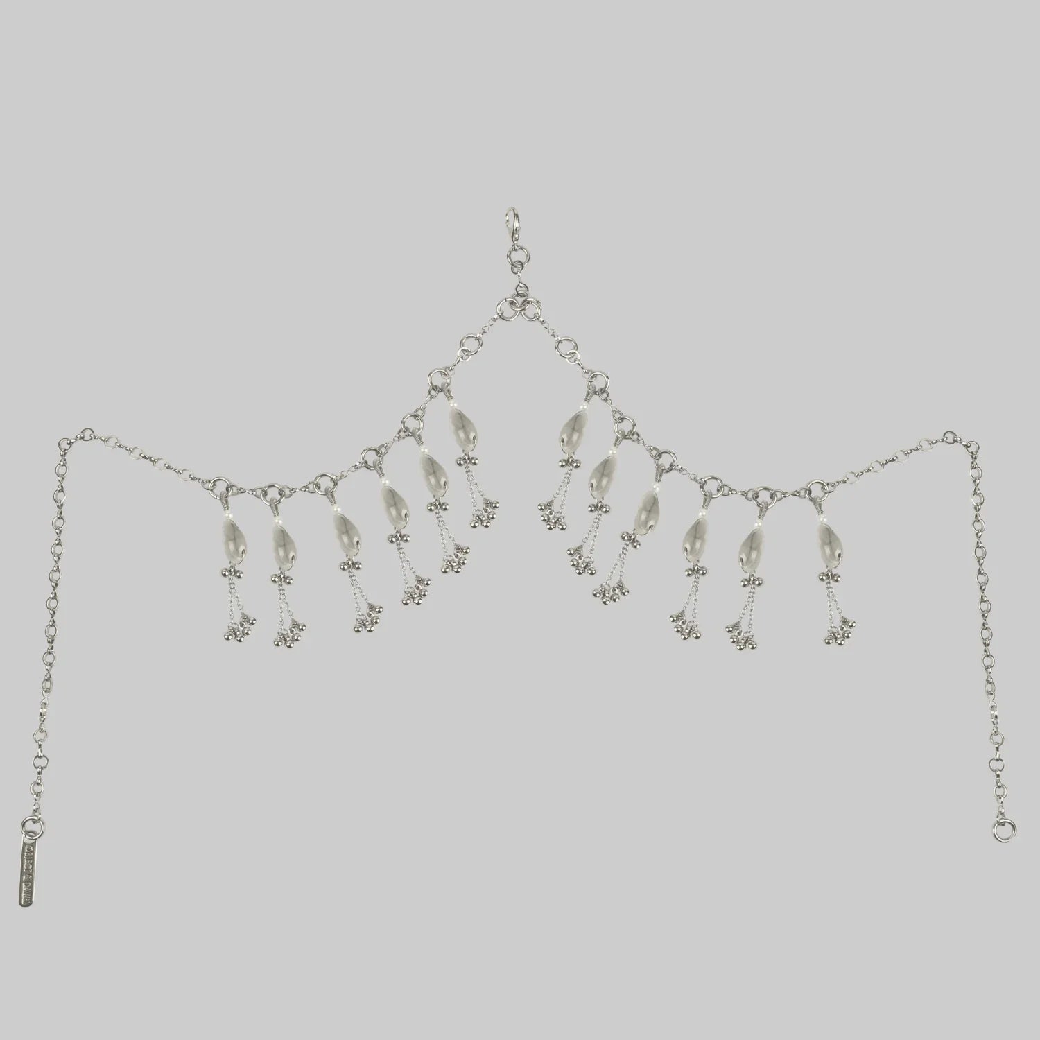 Jas Modular Headpiece System w/Face Chain in Pearl