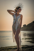 Radiance Sequin Fringe Top (White/Gold)