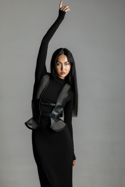 Lister Mesh Beaded Leather Bodice