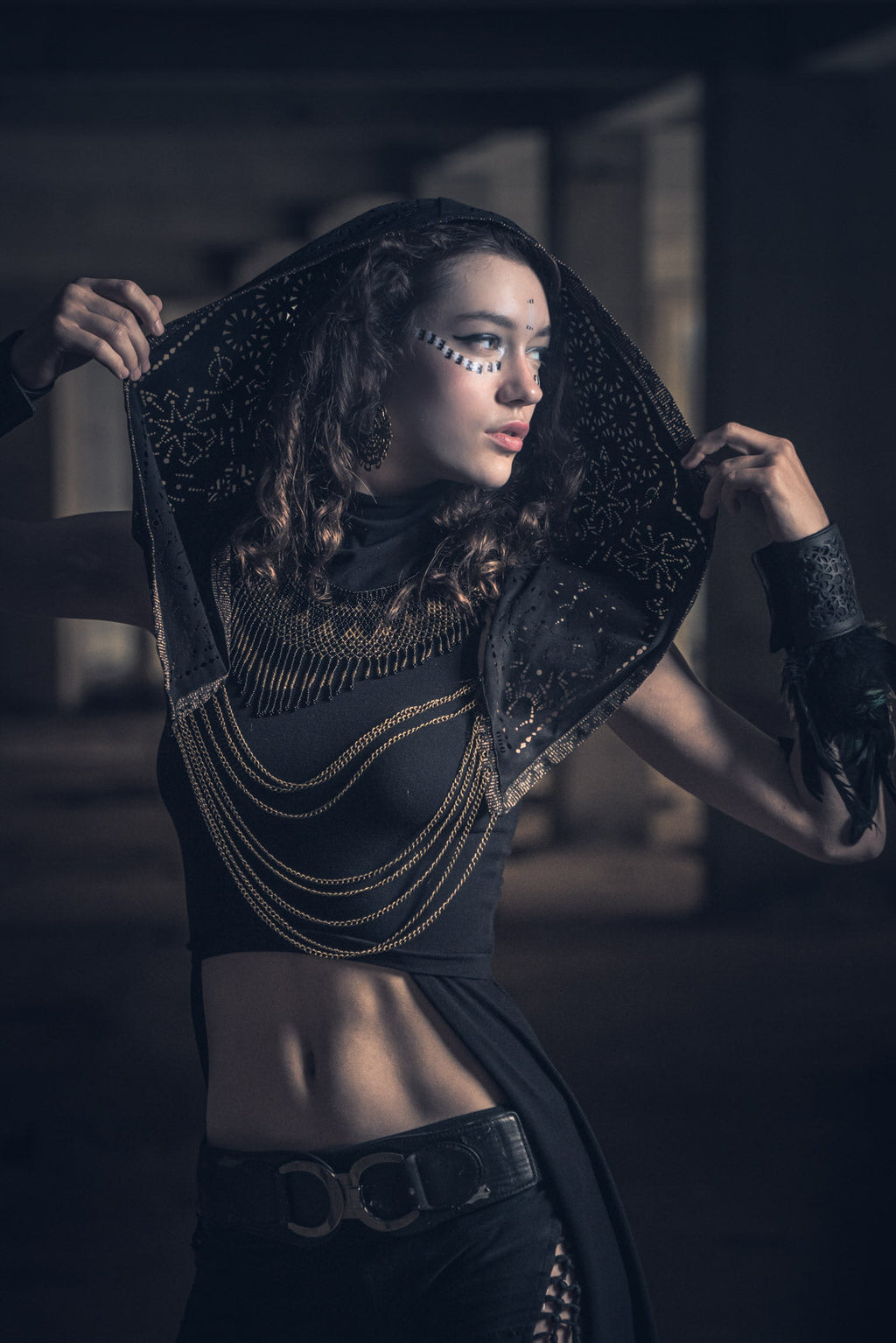 Cosmic Druid Laser Cut Chain Hood