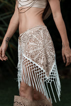 White Laser Cut Mandala Fringe Shawl (3 in 1)