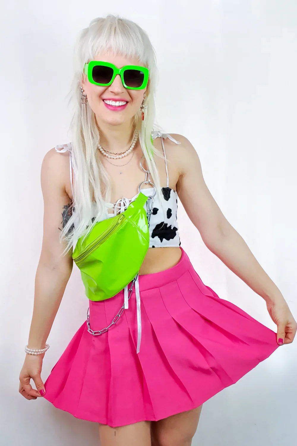 Princess Tiramisu - Patent Leather Waist Bag - Neon Green