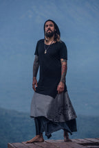 Samurai Wrap Skirt (Black/Silver)
