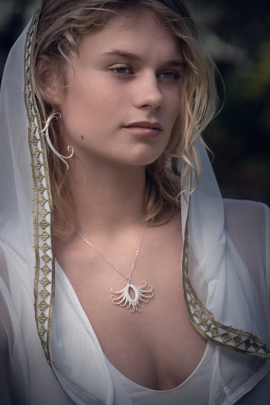 Antler Earrings (White) - Zoa Chimerum