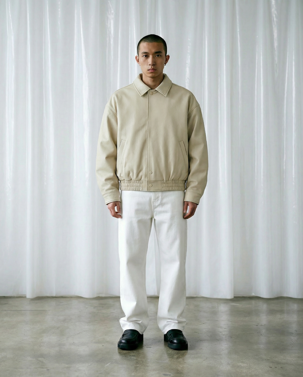 RACING LEATHER JACKET - CREME