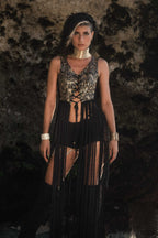Radiance Sequin Fringe Top (Black/Gold)