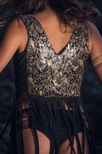 Radiance Sequin Fringe Top (Black/Gold)