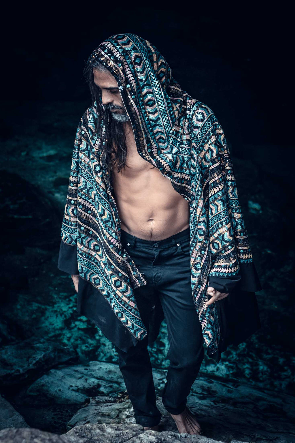 LED Tribal Shaman Cape (Turquesa)