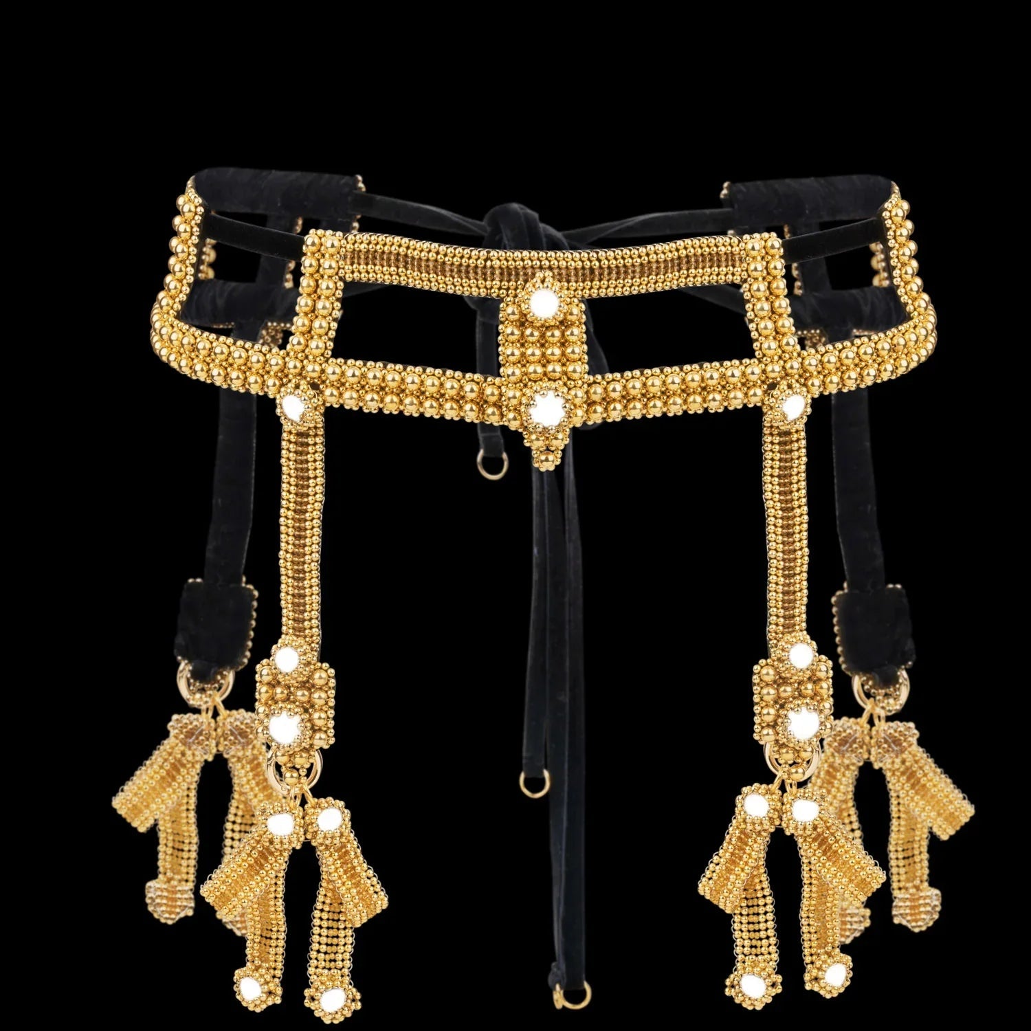 Teuta Modular Belt with Tassels & Bow Medallions – Gold | Object & Dawn Best Seller