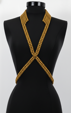 V-Neck Beaded Harness w/ Collar Stand - 6 Looks in 1