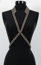 V-Neck Beaded Harness w/ Collar Stand - 6 Looks in 1