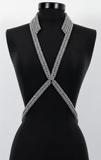 V-Neck Beaded Harness w/ Collar Stand - 6 Looks in 1