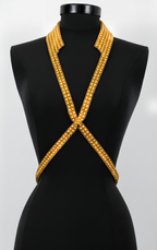 V-Neck Beaded Harness w/ Collar Stand - 6 Looks in 1