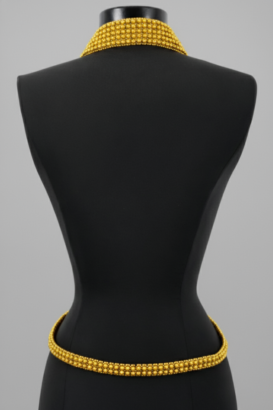 V-Neck Beaded Harness w/ Collar Stand - 6 Looks in 1