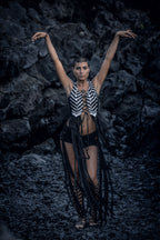 Yin Yang Tribal Sequin Fringe Top