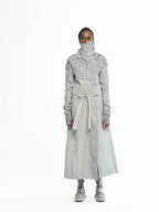 Long Women’s Futuristic Jacket With Piping Embroidery On Top