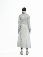 Long Women’s Futuristic Jacket With Piping Embroidery On Top