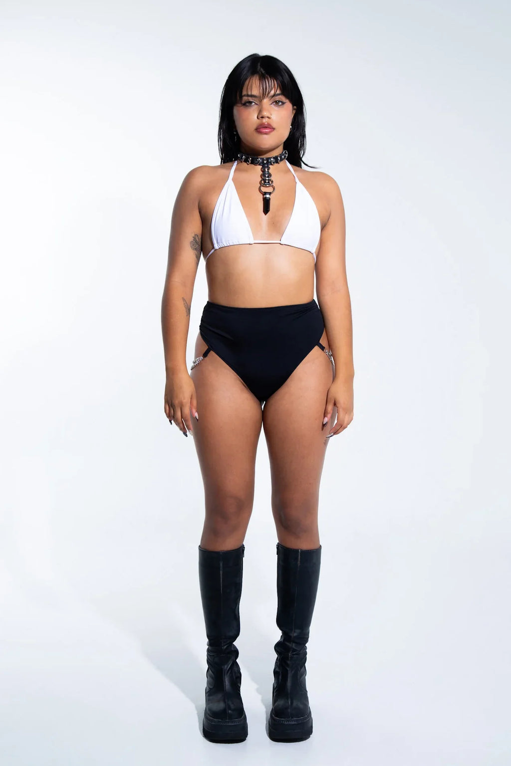 Rave with mi Gente - Chained high-waisted bottom - Black