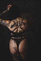 Kat Maunz - Snake Print Thong with Chains – Black