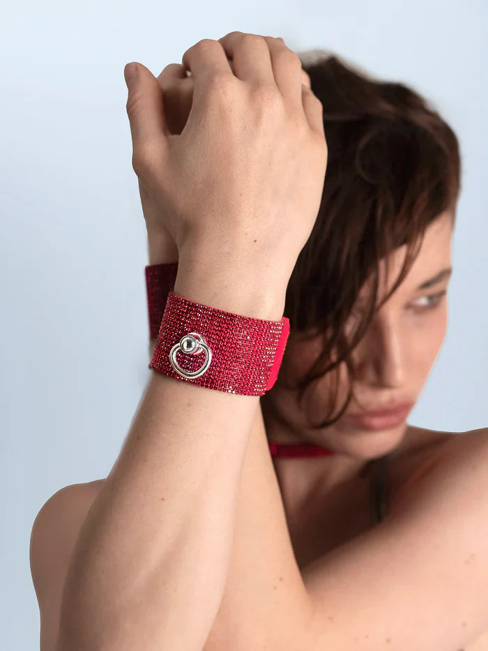 Lorand Lajos - Crystal Cuff Ring – Red