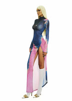 BONG Gradient High Neck Split Dress