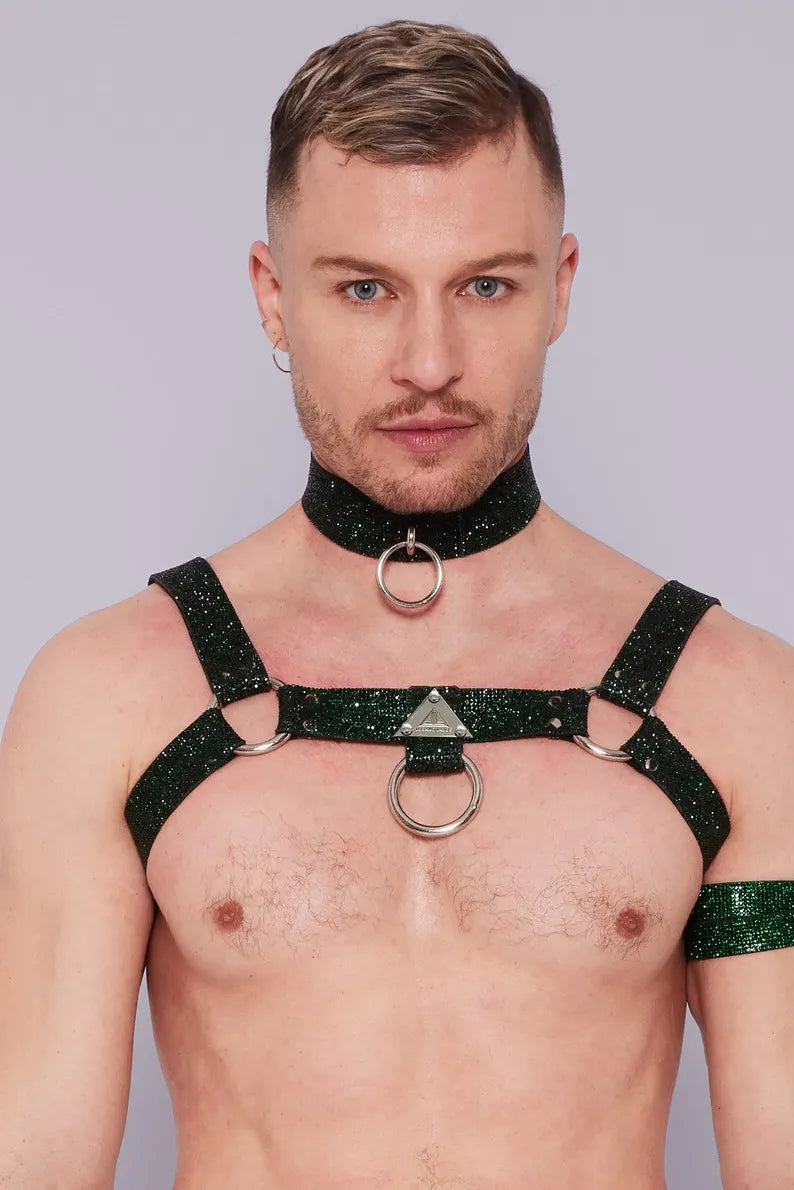 Lorand Lajos - Crystal Chest Harness – Green