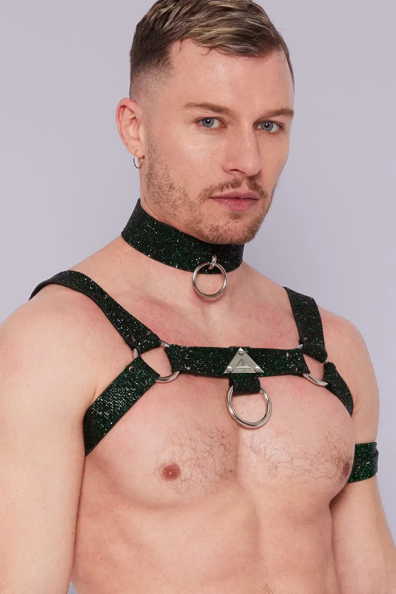 Lorand Lajos - Crystal Chest Harness – Green