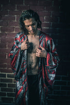 Solar Energy Sequin Kimono (Red/Silver/Black)