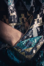 Tribal Warrior Sequin Vest (Turquoise/Gold/Black)